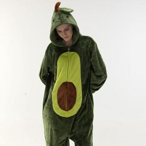 Spring, Autumn and Winter Adult Flannel Pajamas, Toilet Version, Men's and Women's Pajamas, One-Piece Cartoon Home Clothes, Can Be Worn Outside