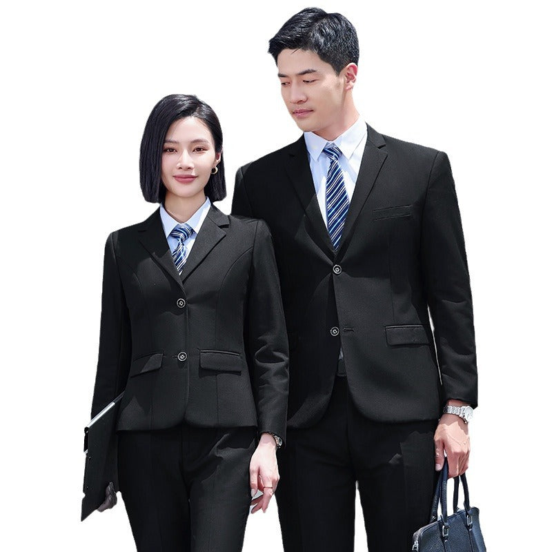 Autumn and Winter Thickened Men's Double-button Black Interview Business Dress Unisex Business Suit suit Three-piece Set