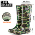 Men's Gray Plain Rain Boots, Labor Protection Boots, High Rain Boots, Protective Long-Tube Men's Water Shoes, Outdoor Camouflage Water Boots, Rubber Boots