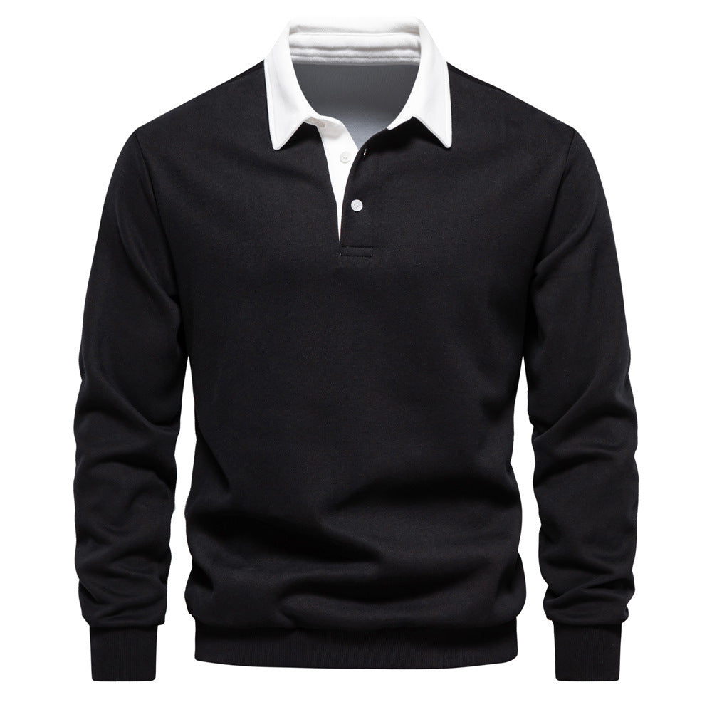 2024 Casual Sweatshirt New Trendy High-Quality Men's Sweatshirt Long-Sleeved Men's European Size Polo Collar Versatile Autum