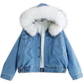Women's Winter Short Jacket 2026 Korean Style Hooded Cotton-Padded Jacket Thickened Fleece Denim Jacket Women's Winter Thick Cotton Coat