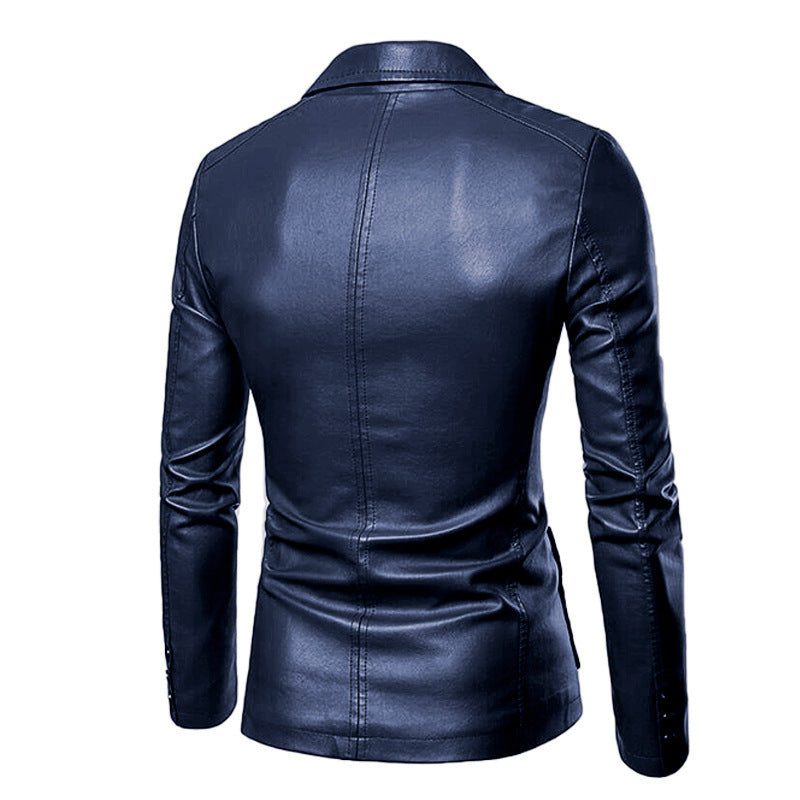 2025 High-Quality Korean Style Trendyy Men's Pu Leather Jacket Spring & Fall New Men's Suit Collar Leather Jacket for Men