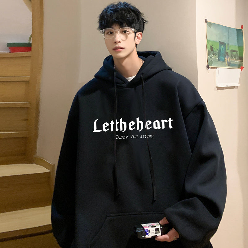Cotton Hooded Sweater Men's Spring and Autumn 2024 New Loose Couple Hoodie Fashion Brand oversize American Jacket