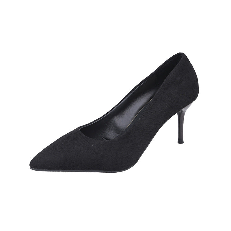 High Heels Women's 2025 New Cyber Celebrant Suede Fashion All-match Autumn Women's Shoes Korean Banquet Stiletto Heel Pointed Toe Single-layer Shoes