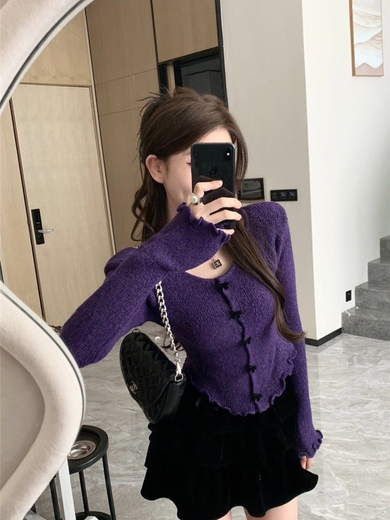 Red elegant fashion sweater women's autumn and winter 2024 New sweater undershirt short top slim fit