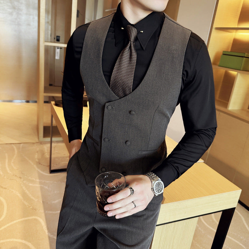 New Spring and Summer High-end Slim-fit Vest Pants suit Men Business Casual Vest Set Best Man Group Dress Suit Men