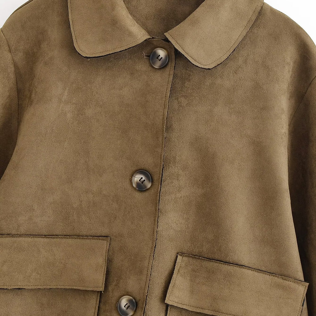 2025 New Autum Women's Clothing European and American Style Fashionable Simple Suede Jacket Jacket 4968224