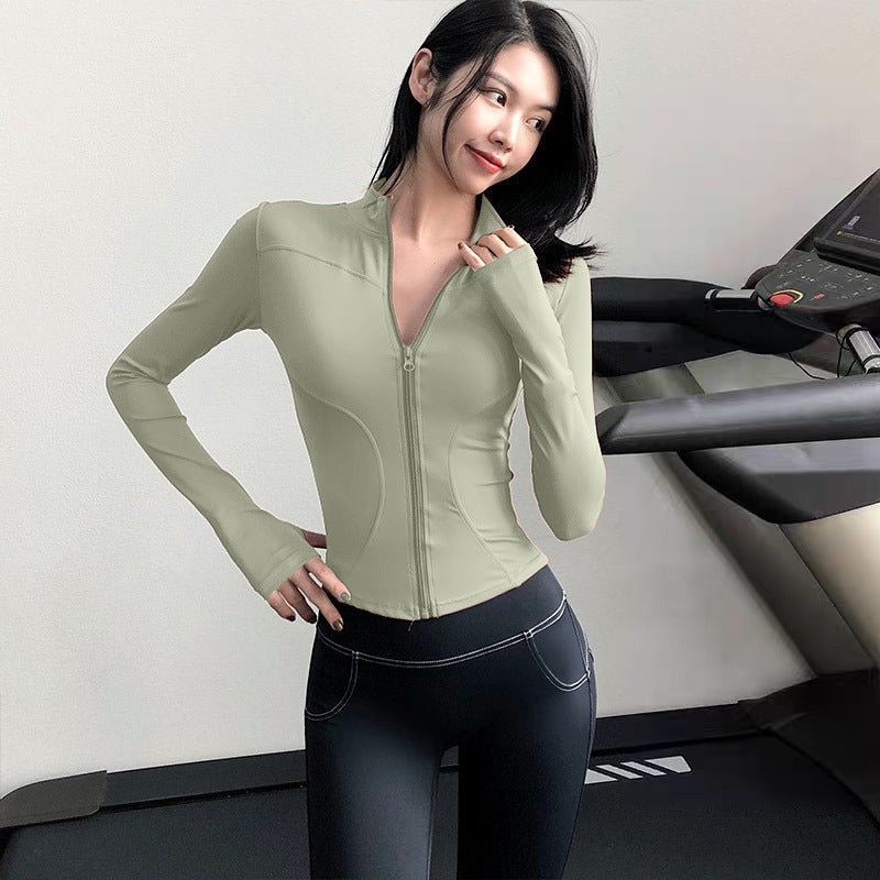 Fitness Training Yoga Clothes for Women, Spring Long-Sleeved, High-Elastic, Quick-Drying, Breathable Sports Jackets, Tight-Fitting, Slimming Fitness Clothes