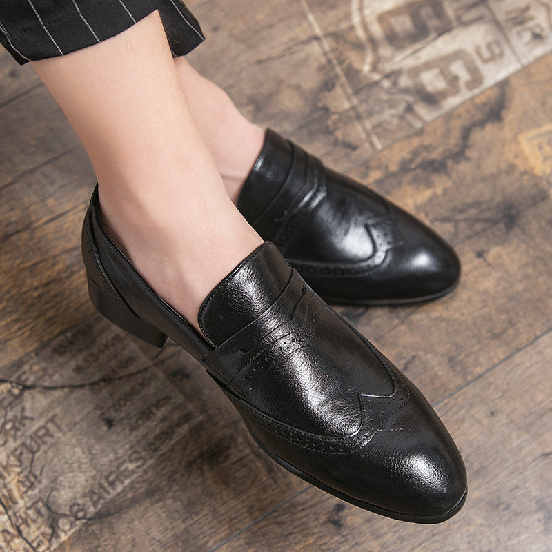 Men's Loafers Cross-Border Large Size New Business Leather Shoes Fashionable Men's Retro Carved Pointed Shoes Dropshipping