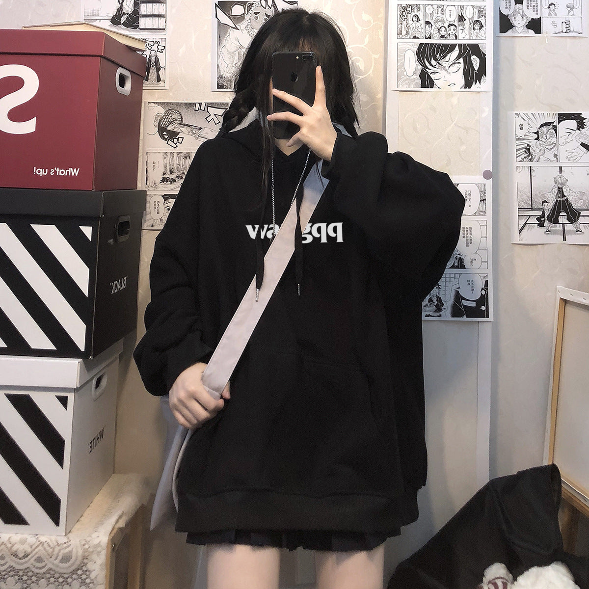 Pink Girl Hoodie Hooded Autumn and Winter fleece-lined Warm plus size Top hiphop Fashionable Girlfriend Sisters