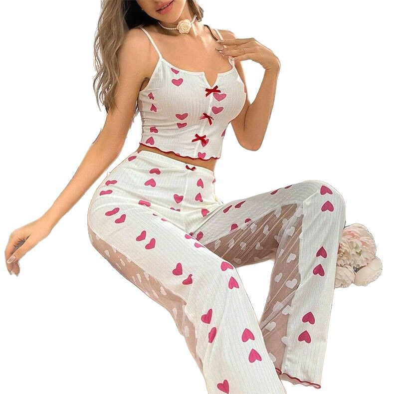 Cross-Border European and American Large Size Pajamas Summer Women's Thin Sleeveless Trousers Sexy and Interesting Sleeveless Suspender Suit Home Clothes