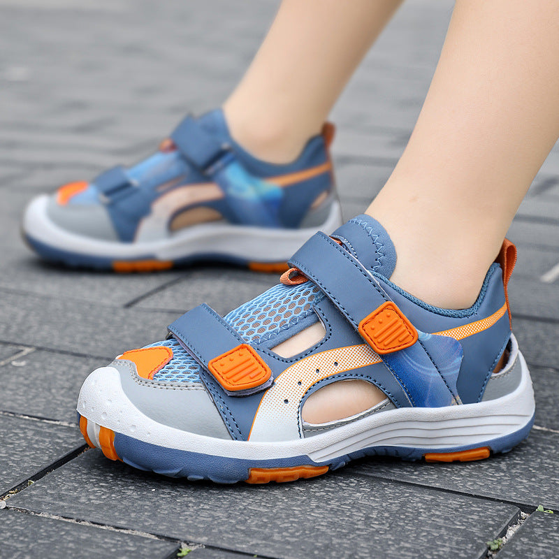 Boys Baotou Sandals Summer New Zhongda Boys Non-slip Soft Bottom Outdoor Beach Shoes Hollow Frame Shoes Wholesale