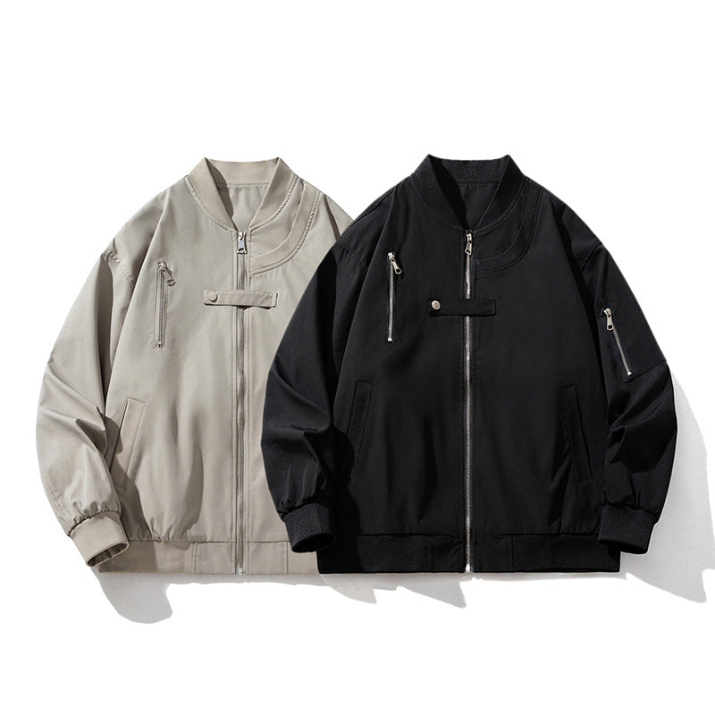 New Style Jacket Coat Men's American Style Retro High Street Solid Color Spring Collar Casual Coat Loose All-match Baseball Suit