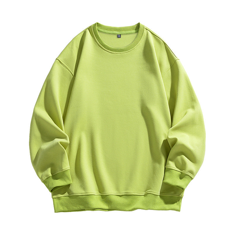 Autumn New Solid Color Loose Round Neck Sweatshirt for Men Trendy Brand Student Couple Hoodless Casual Long Sleeve Inner Layering Shirt
