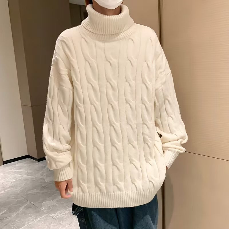 American retro twisted knitted sweater 2024 Spring and Autumn new men's and women's loose pullover bottoming long sleeve couple's sweater