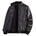Spring and Autumn Men's Lapel Leather Jacket Loose Fashionable Fat Plus Size Extra Large Size Leather Jacket for Fat Men Casual Thin Leather Jacket