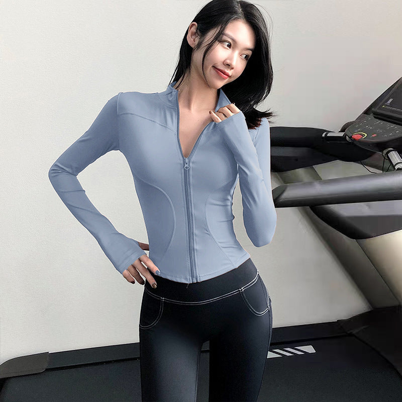 Fitness Training Yoga Clothes for Women, Spring Long-Sleeved, High-Elastic, Quick-Drying, Breathable Sports Jackets, Tight-Fitting, Slimming Fitness Clothes