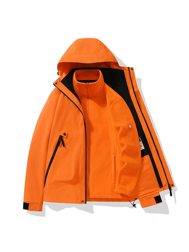 Jacket for Autumn and Winter, 25 Styles of Warm Coats, Windproof and Waterproof Outdoor Jackets, Detachable Two-Piece Set, Couple's Hiking Clothing