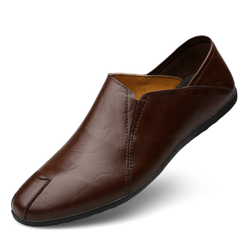 Men's Shoes Autumn and Winter Casual Leather Shoes Warm Shoes Men's British Slip-on Shoes Cotton Driving Lazy Loafers