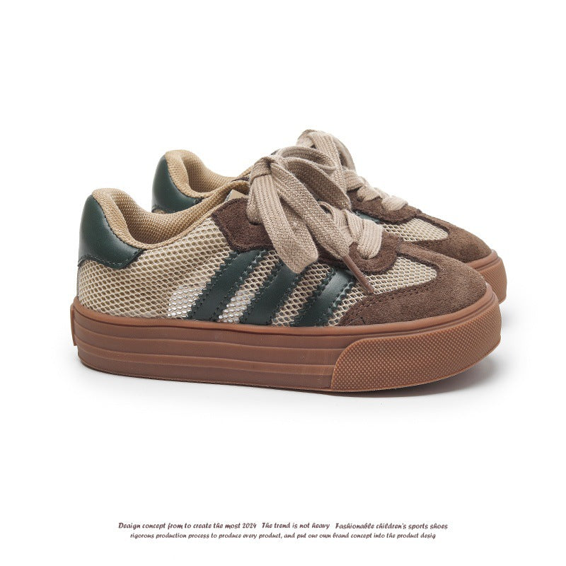Children's Sports Shoes 2026 Spring and Autumn New Model Boys' Sneakers Breathable White Casual Shoes Kids' German Training Shoes
