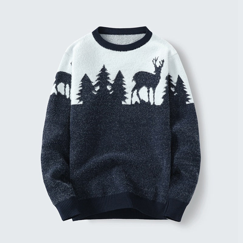 Round neck sweater factory spot on behalf of men's long sleeve jacquard round neck pullover base shirt youth sweater base