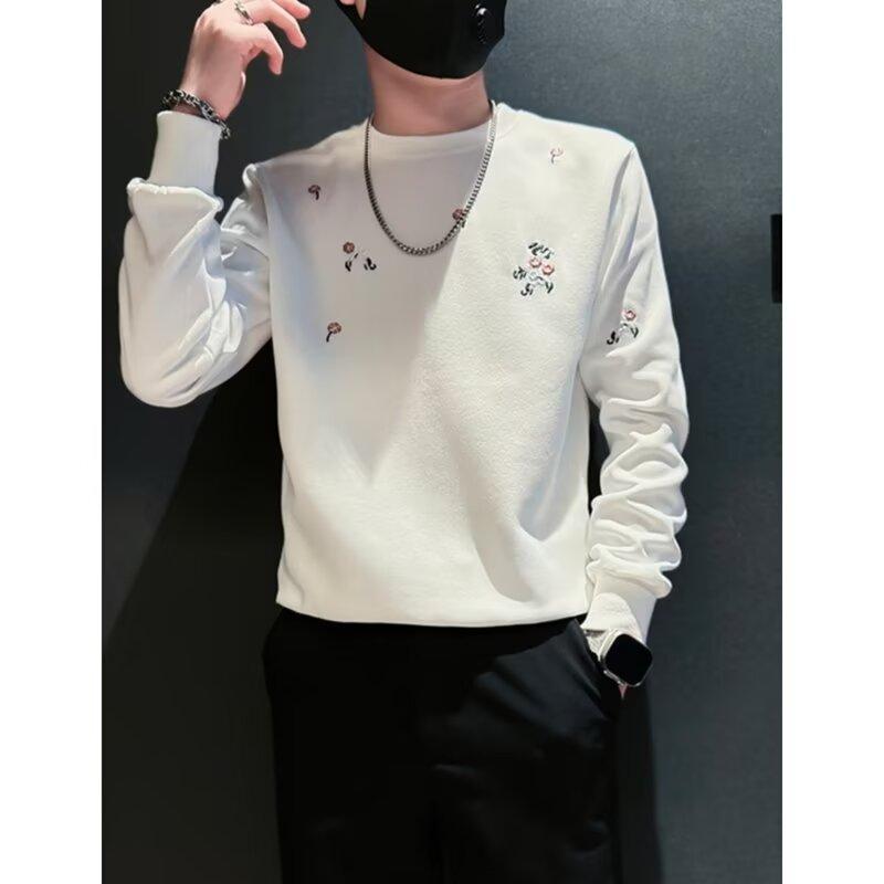 Early Autumn Sweatshirt Men's Coat Korean Long Sleeve T-Sleeve 2024 New Spring and Autumn Fashionable Brand Pi Shuai Fried Street Embroidered Clothes