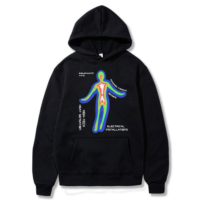 [Cross-border European Code] Skeleton Thermal Imaging Graphic Print Hoodie