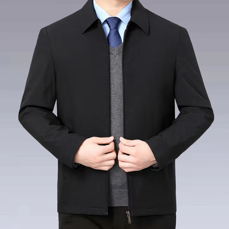 Manufacturer Wholesale Middle-Aged and Elderly Dad Jackets Men's Spring and Autumn Middle-Aged High-End Executive Jackets Button Casual Tops