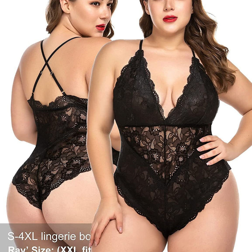 Cross-border European and American sexy sexy lingerie foreign trade one-piece underwear women's plus size wholesale pajamas hollow lace factory