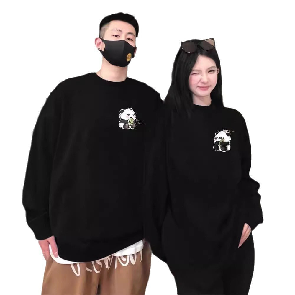 High-End Style Long-Sleeve Tops for Men and Women, Trendy Couple Outfits, Autumn and Winter Fleece Crewneck Sweatshirts, Fashionable Brand Class Uniforms