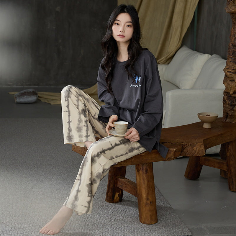 Deershi Pure Cotton Pajamas with Breast Pads for Women 2025 New Spring and Autum Long-Sleeved Loose High-End Home Clothes That Can Be Worn Outside