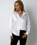 Real Shot of Cross-Border Women's Satin Shirts for Women, Simple V-Neck Cardigan Shirts, Amazon Women's Loose Tops