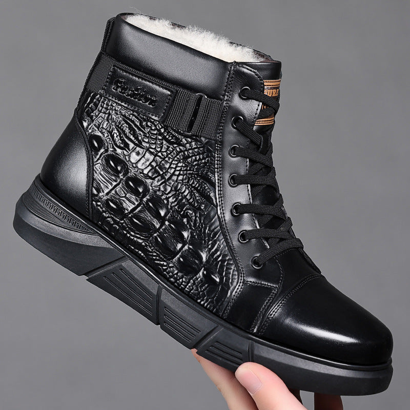 New Winter Men's Chelsea Boots with Cotton and Wool Lining, Warm Snow Boots, Large Cotton Shoes, Fashionable and Versatile Men's Shoes