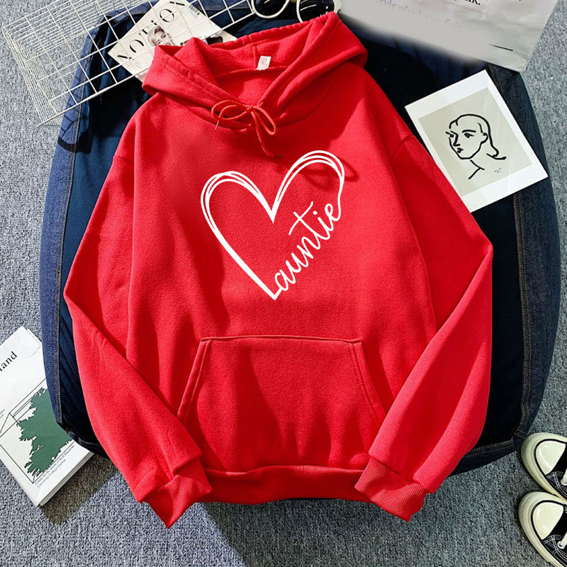 Foreign Trade Cross-border Auntie Love Printing Hooded Sweatshirt Autumn and Winter European and American Men's and Women's Jacket Coat Loose