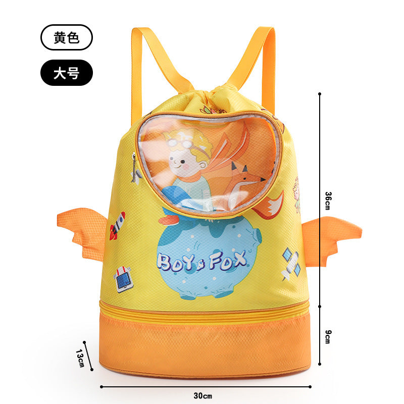 Children's Swimming Bag, Wet and Dry Separation Waterproof Storage Bag, Portable Backpack for Boys and Girls, Cute Cartoon Beach Backpack