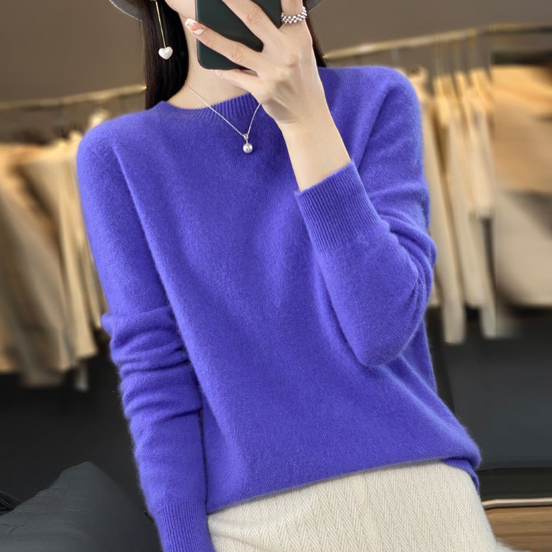 Wholesale First-Line Ready-To-Wear Round Neck Woolen Sweater for Women, Simple Elegant Knitted Sweater, Long-Sleeved Versatile Sweater Bottoming Shirt