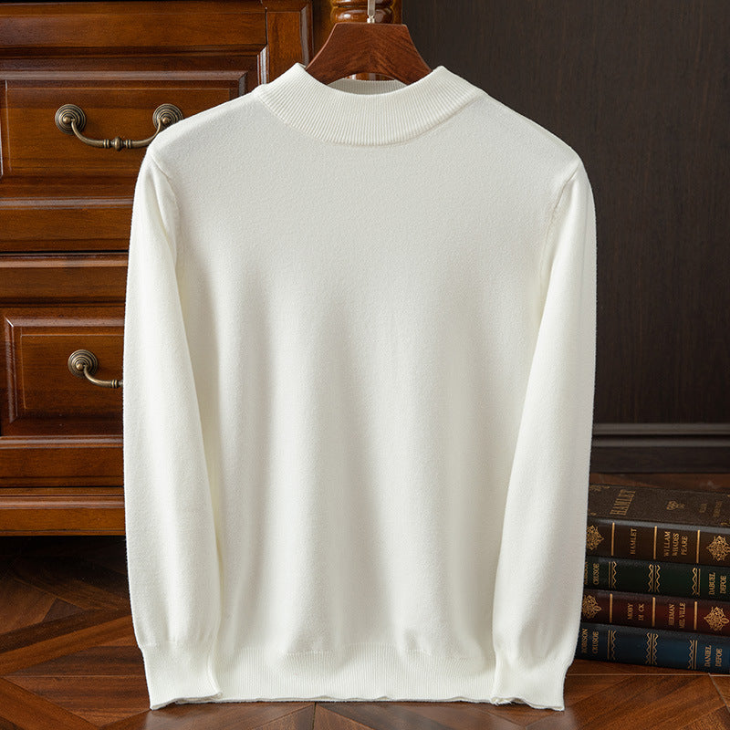 Autumn and winter semi-high collar men's pullover base sweater casual business loose fashion solid color long sleeve Andy velvet sweater