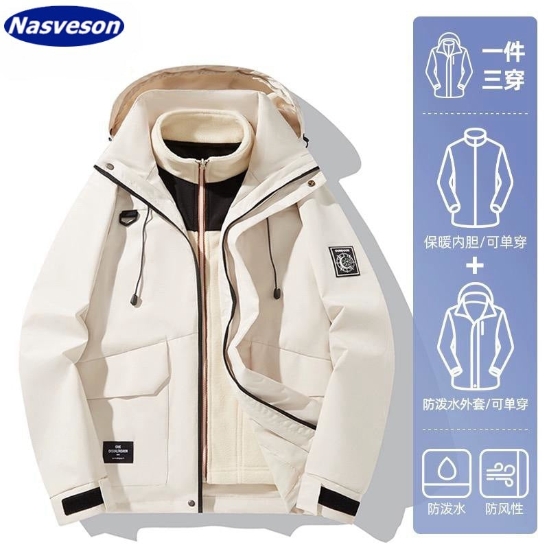 Compass Charge Clothes Women's Jacket Three-in-One Windproof and Waterproof Winter 2024 New Outdoor Couple Mountaineering Suit for Men