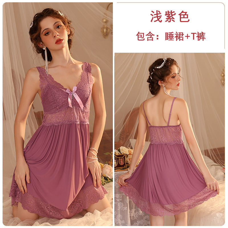 Sexy Pajamas, Temptation, Pure Desire, High-End Push-Up Nightgown, Women's Summer Plus Size Fat mm Sexy Intimates Passion Suit