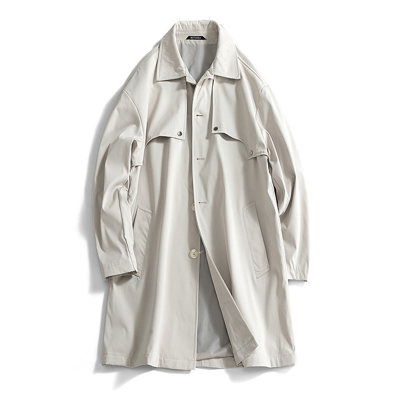 Men's Mid-length Balkan Lapel Coat Rivet Decorative Fashionable Coat Coat Everyday All-match British Style