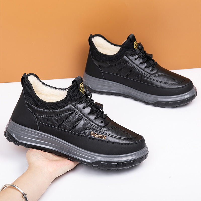 New Winter Boots Wholesale Old Beijing Men's Shoes Warm Sheepskin Dad Shoes Snow Boots with Extra Fleece and Thickened Cotton Shoes
