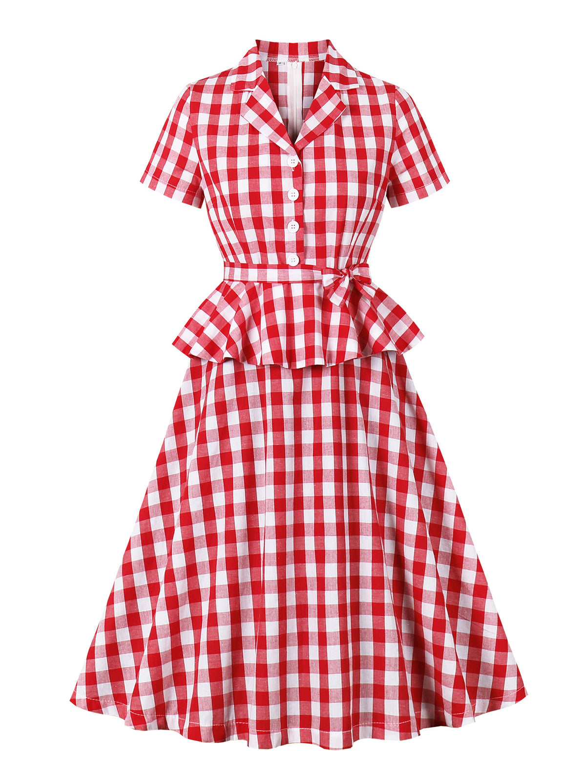 European and American Amazon cross-border suit collar plaid retro ruffled strap waist Hepburn style women's dress