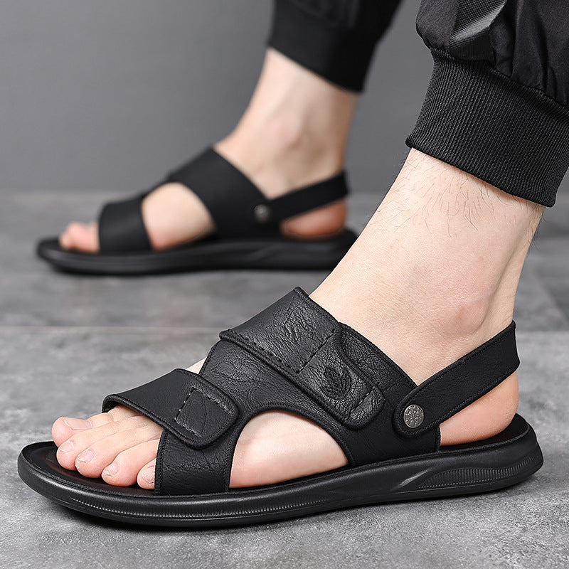 2023 Men's Sandals Dad Men's Summer Outer Wear Driving Sports Casual Deodorant Soft Bottom Wear-resistant Beach Slippers