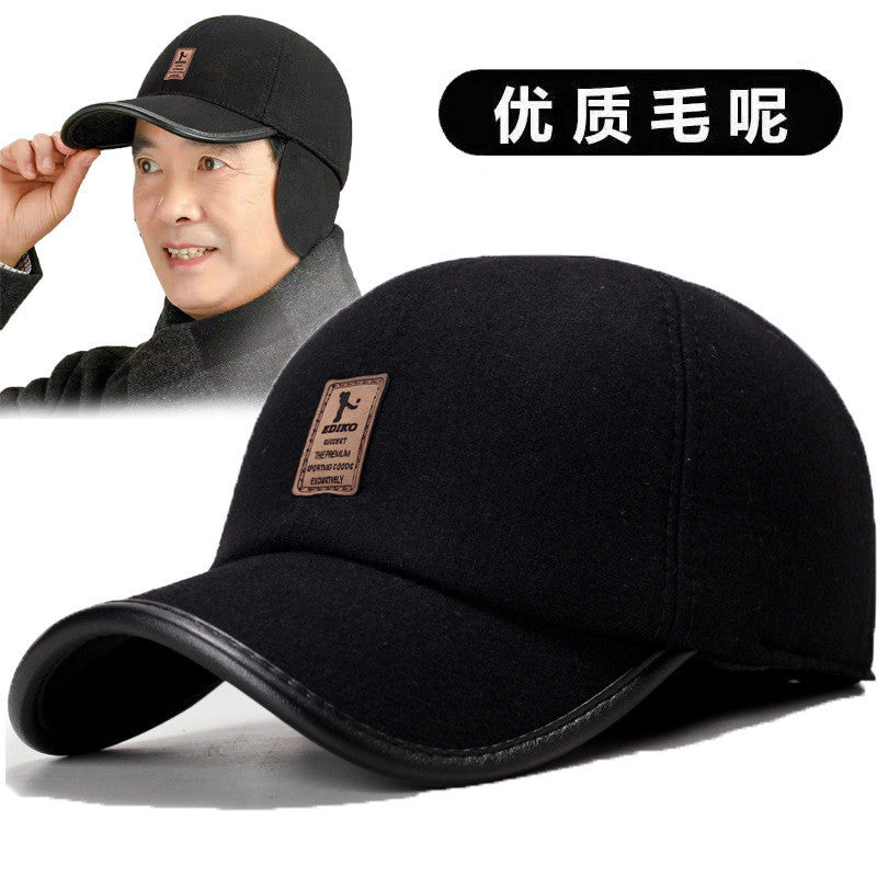 Winter Hats for Men, Middle-Aged and Elderly, Baseball Caps, Warm Ear Protection, Forward Hats for the Elderly, Cold-Proof Peaked Caps, Thickened and Warm