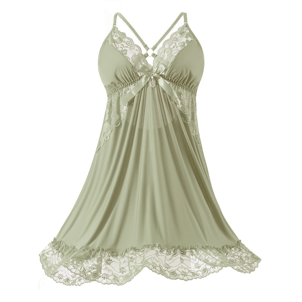 Wholesale Sexy Pajamas for Women 2025 New Lace Suspender Nightgown Mesh Summer Thin Home Dress