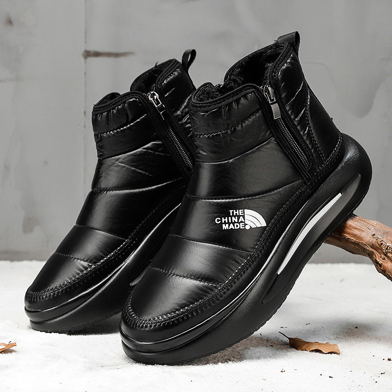 Winter Cotton Shoes Men's High-top fleece-lined Thickened Warm Snow Boots Non-slip Wear-resistant Outdoor plus size Northeast Large Cotton Boots