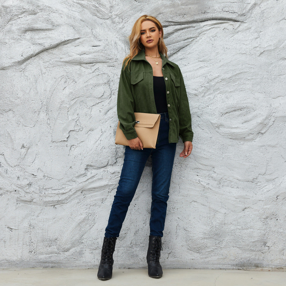 Cross-Border Autumn and Winter Tops, All Colors and Sizes, Corduroy Women's Jackets, Coats, Shirts, Street Fashion