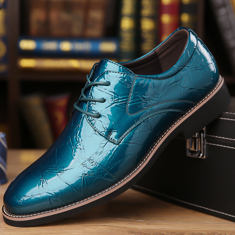 Cross-Border Men's Shoes Pointed Toe Lace-Up Multi-Color Wedding Business Party Banquet Office Formal Shoes Extra Large Size Leather Shoes