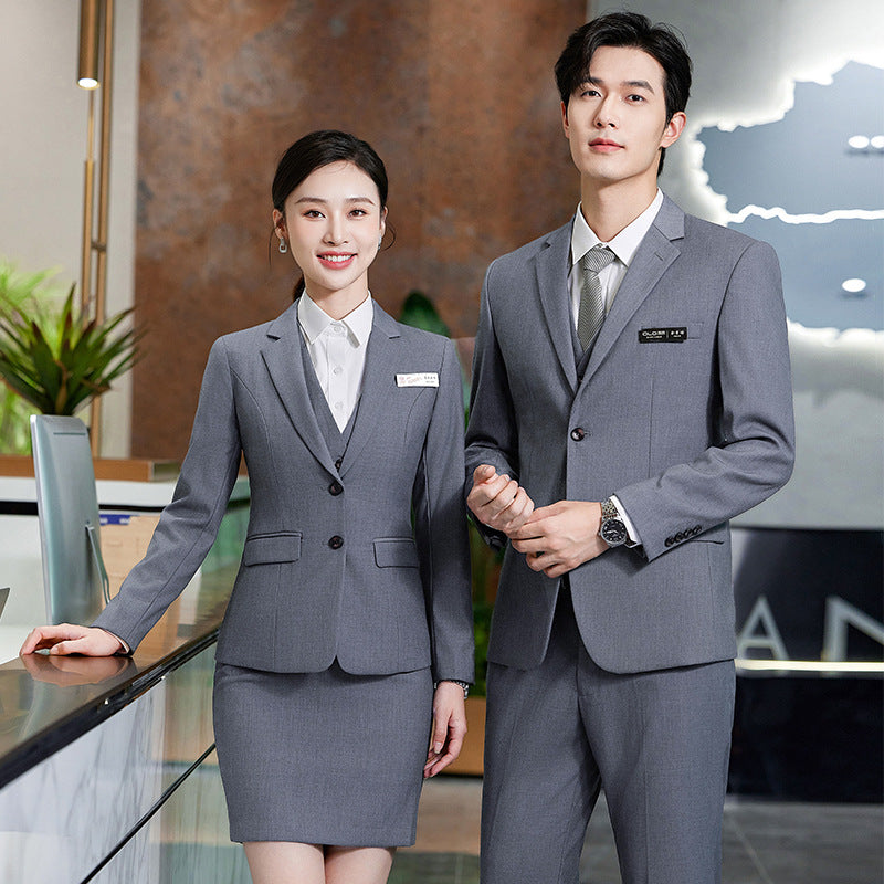 Business Wear Men's and Women's Same-style Suit Autumn and Winter Fashion Slim-fit Business Suit Women's Pants Vest Dress