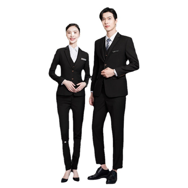 Business Wear Men's and Women's Same-style Suit Autumn and Winter Fashion Slim-fit Business Suit Women's Pants Vest Dress